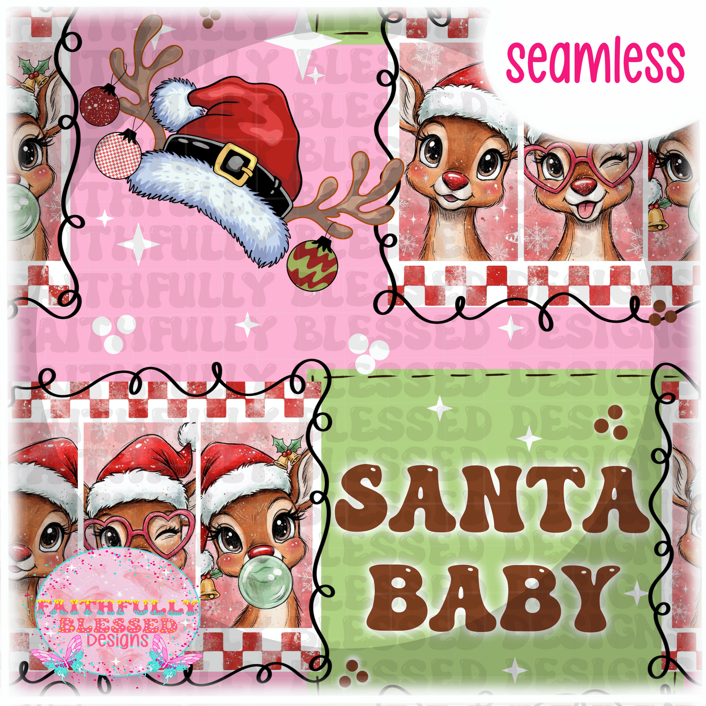Santa Baby Pink Color-way Seamless