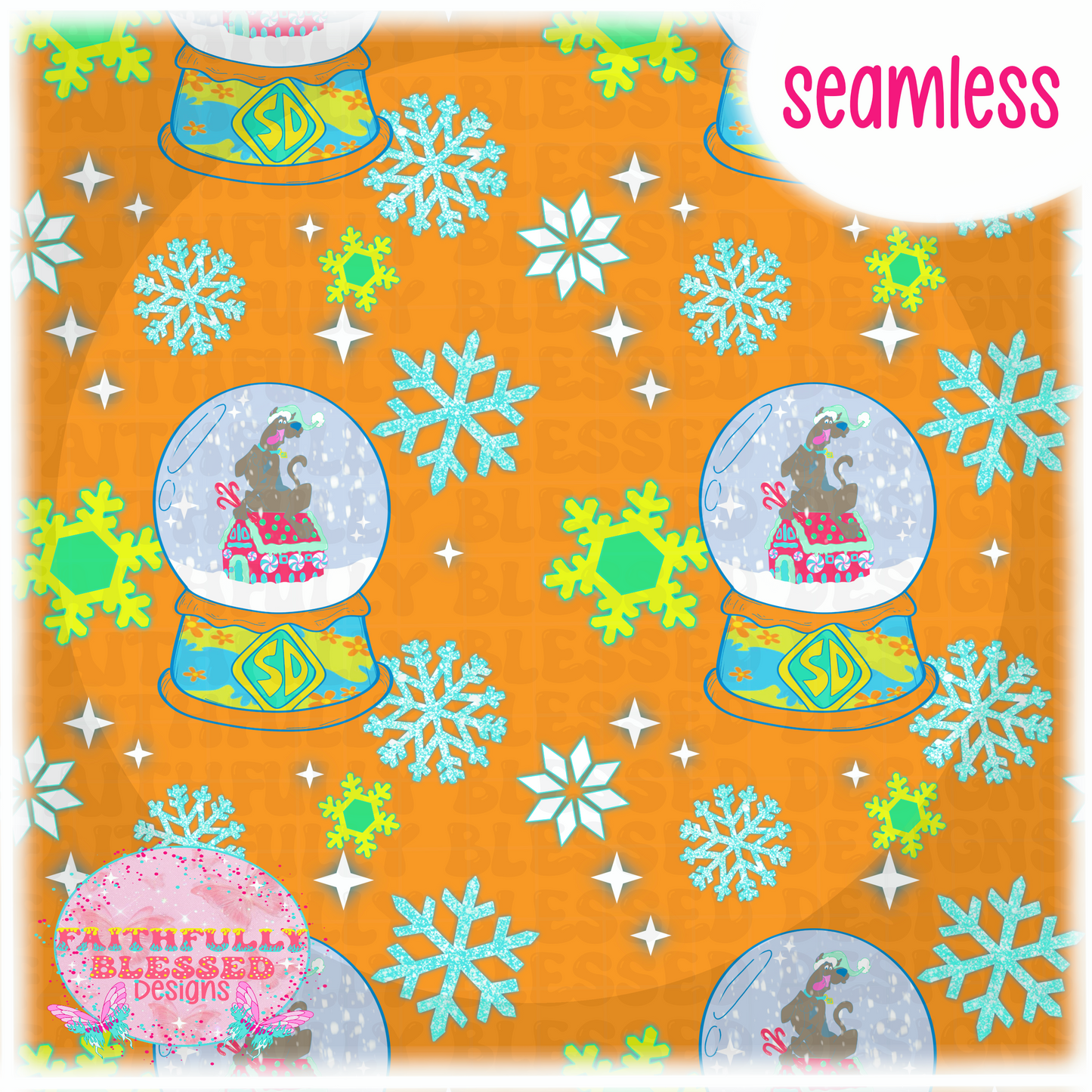 Dog Christmas Orange Colorway Seamless