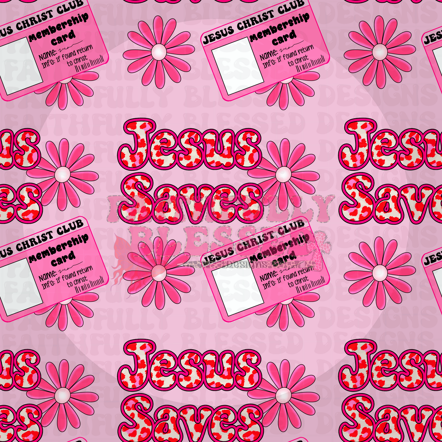 Jesus Saves Pink Seamless
