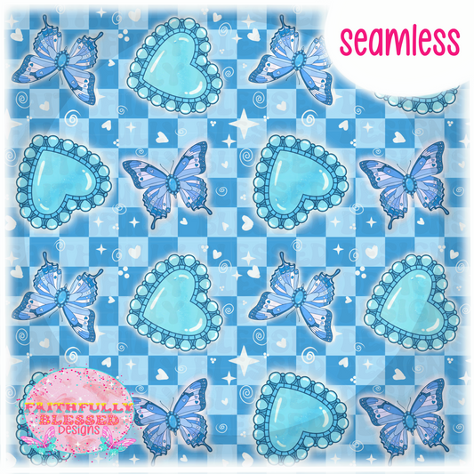 Butterfly Stones Blue Color-way Seamless