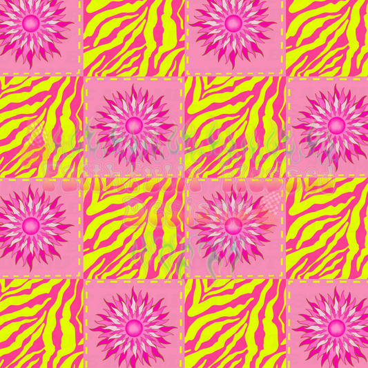 Pink & Yellow Patchwork Zebra Seamless