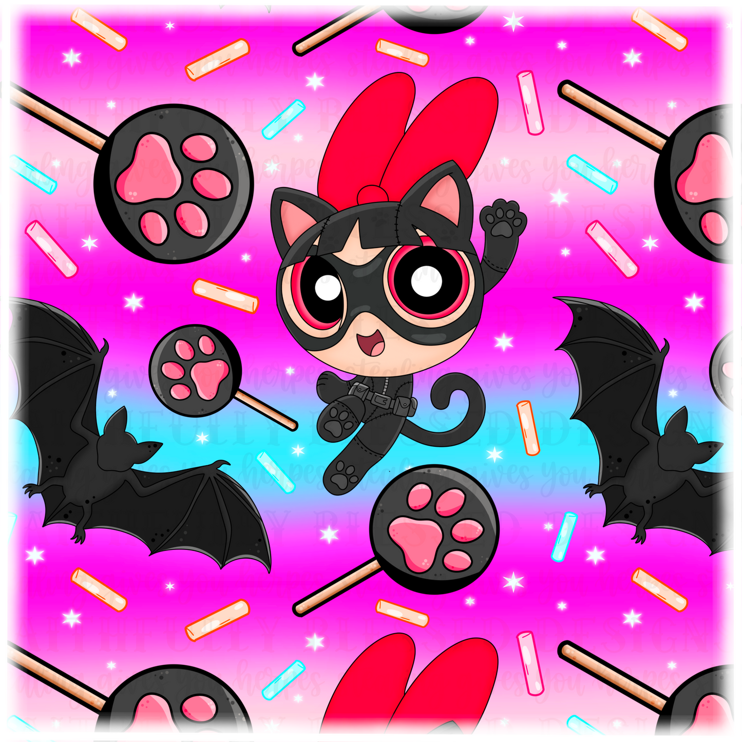 Blossom Kitty rainbow Seamless | Digital download