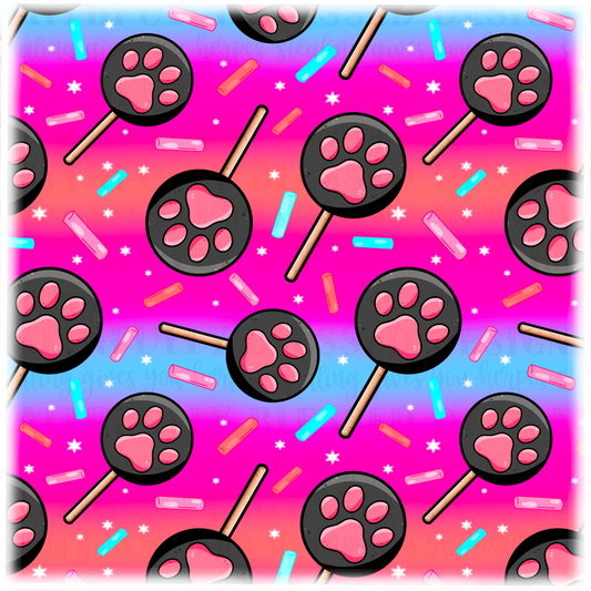 Kitty Paw Print Lollipops Seamless | Digital download