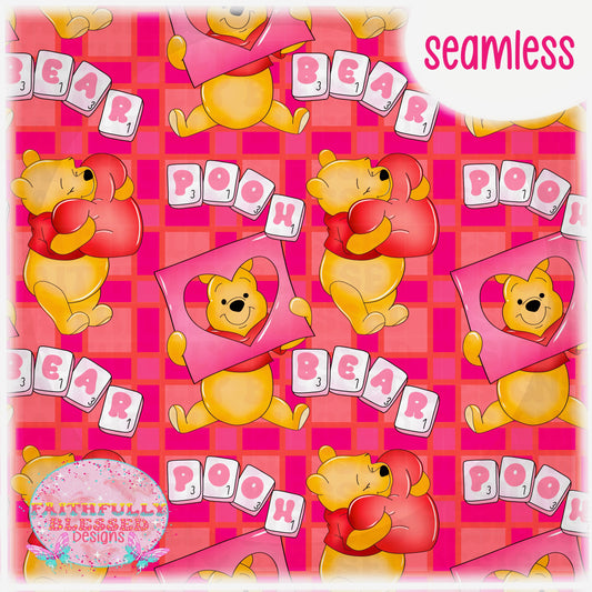Yellow bear Valentines Seamless