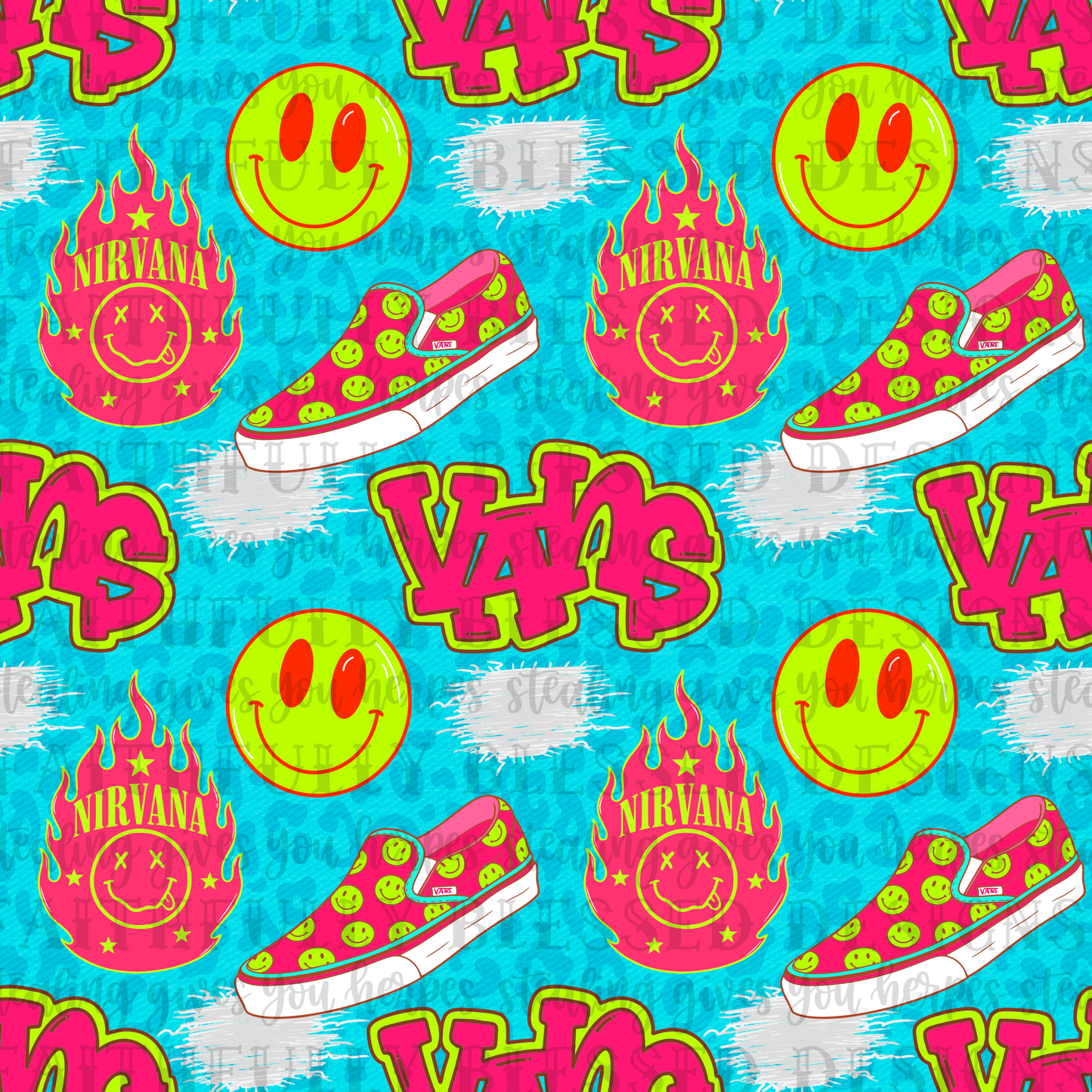 Neon smiley Shoes Seamless
