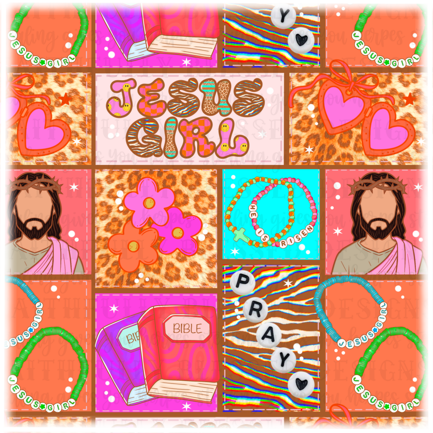 Jesus girl patchwork seamless | digital download