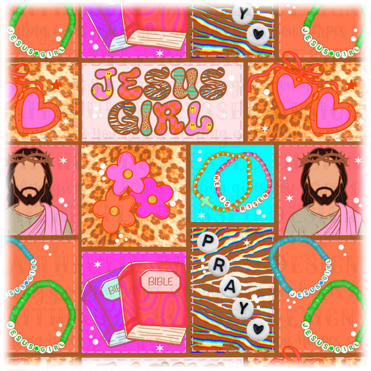 Jesus girl patchwork seamless | digital download