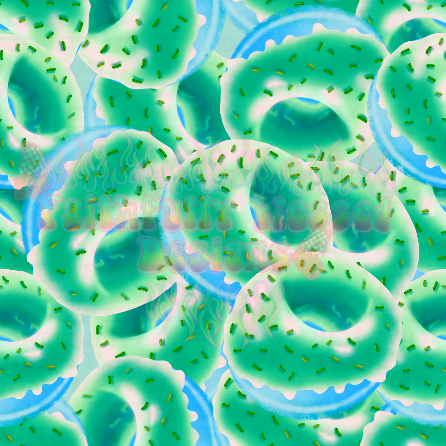 Pink & Blue donuts seamless bundle