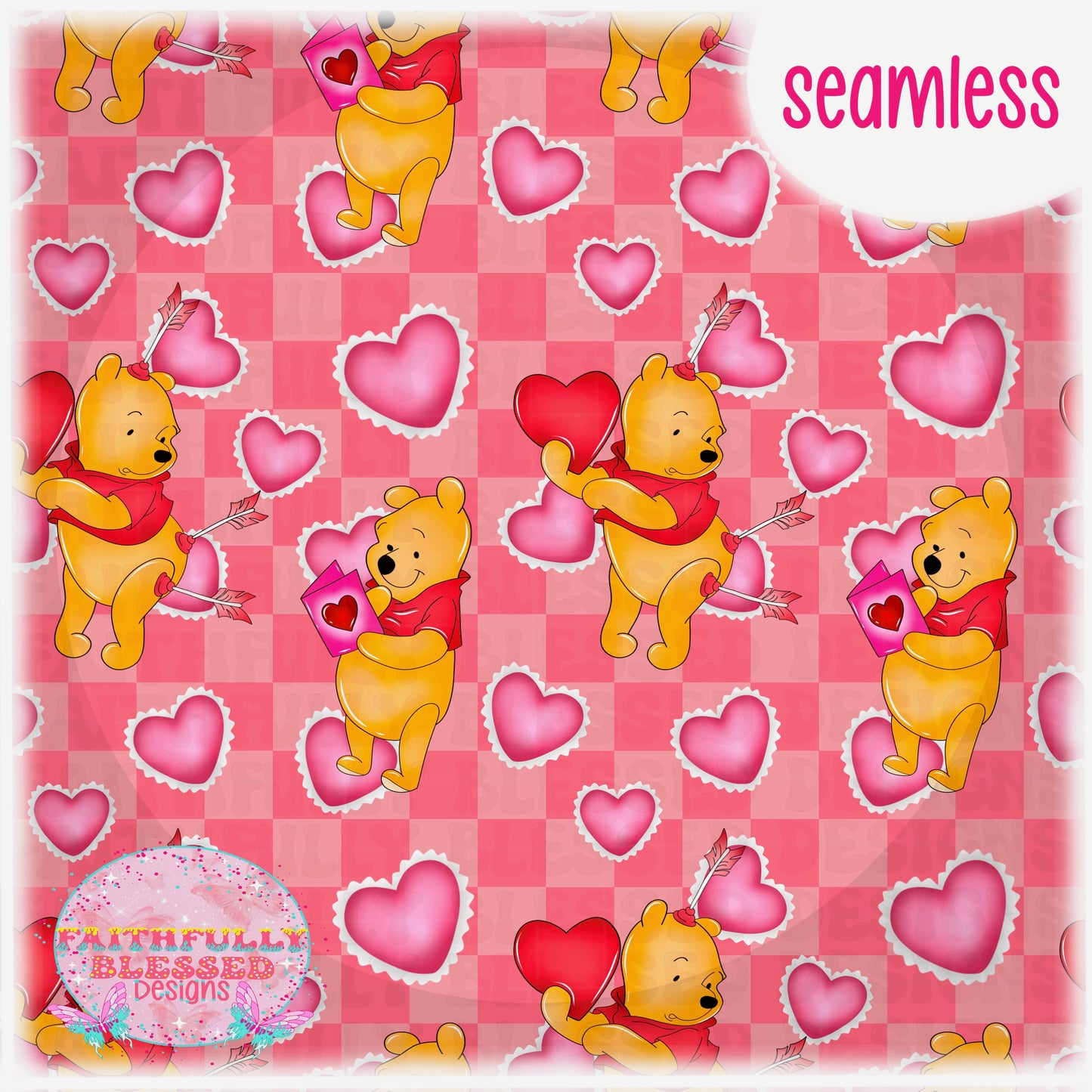Yellow bear with hearts Seamless