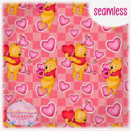 Yellow bear with hearts Seamless