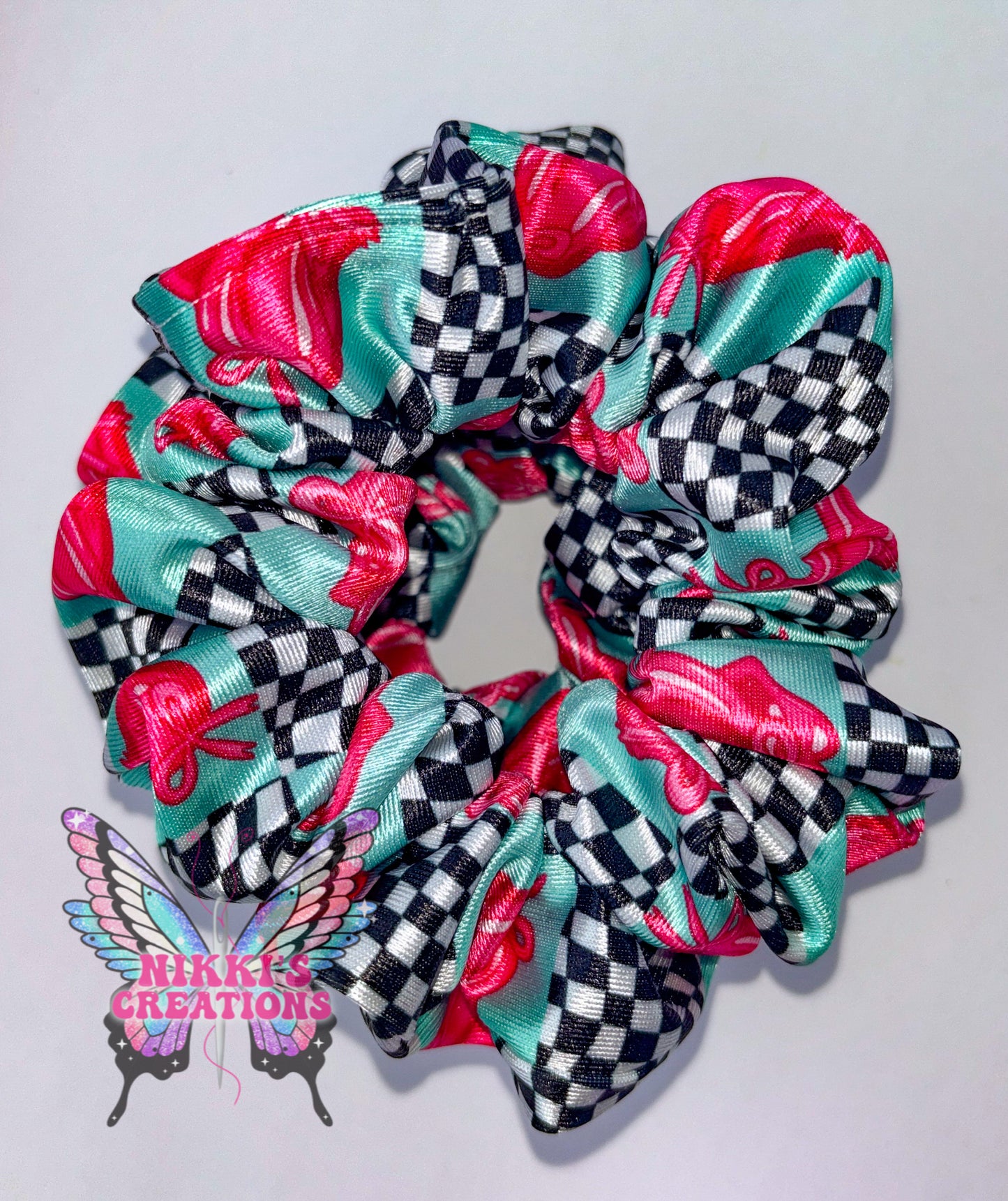 RS checkered Satin Scrunchie