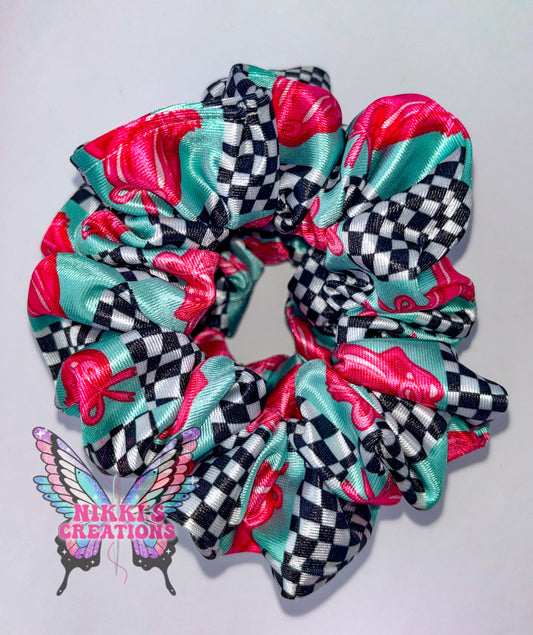 RS checkered Satin Scrunchie