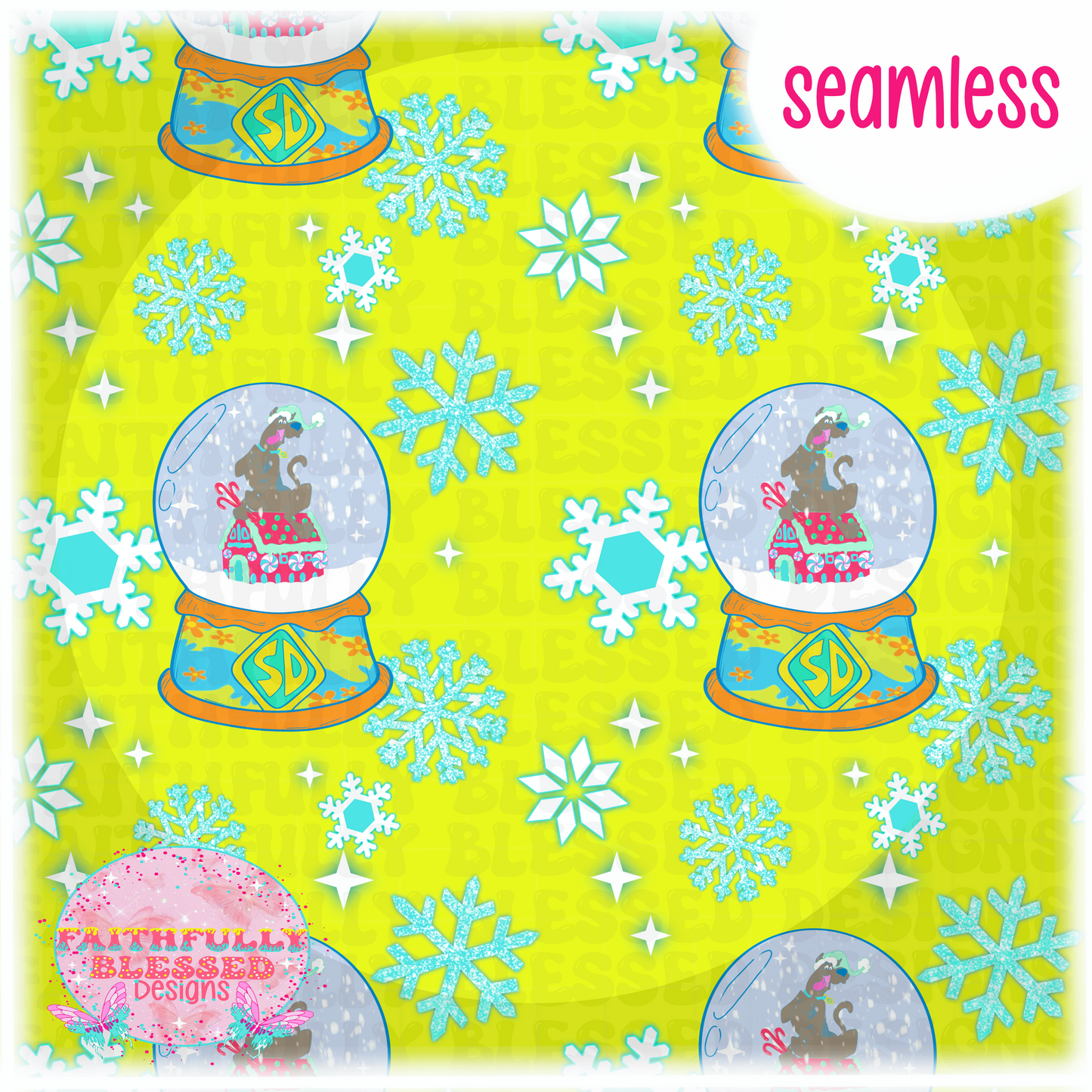 Dog Christmas Yellow Colorway seamless