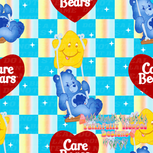 Checkered Grumpy Bear Seamless