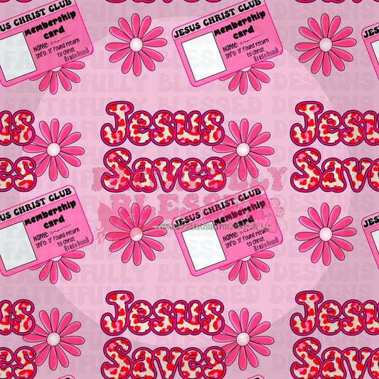 Jesus Saves Pink Seamless