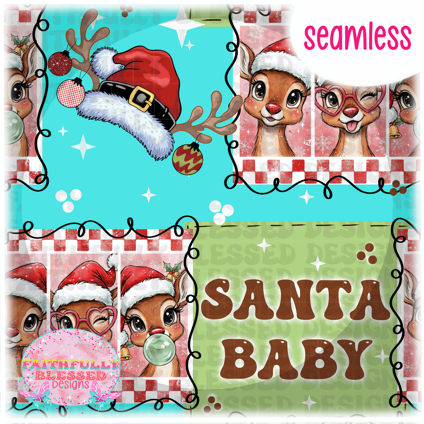Santa Baby Blue Color-way Seamless