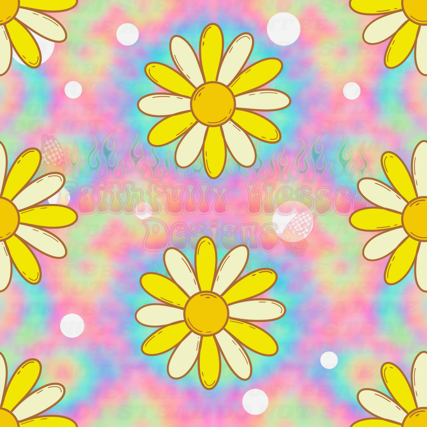 Tie dye Daisies Seamless