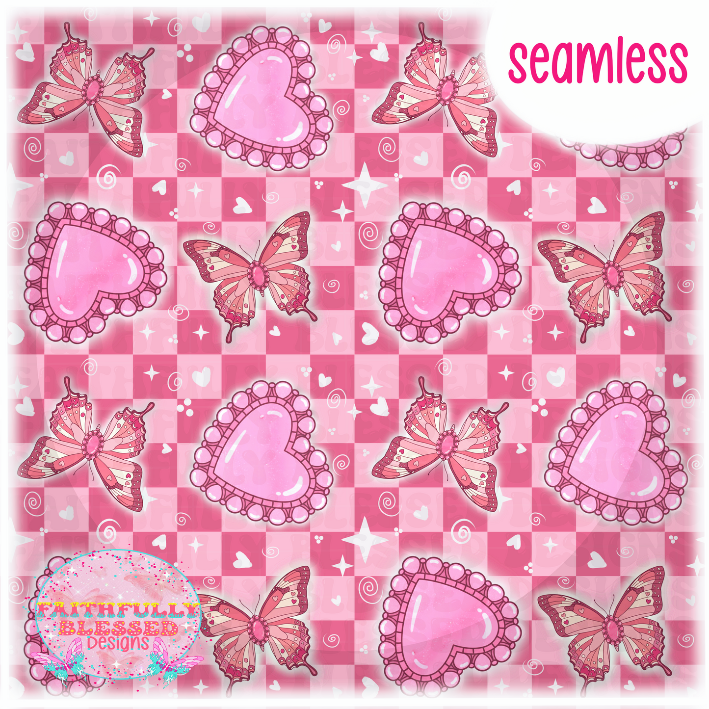 Butterfly Stones Pink Color-way Seamless