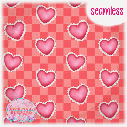 Hearts Checkered Seamless