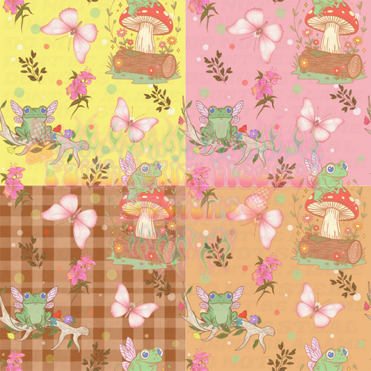 Fairy frogs seamless PINK BACKGROUND
