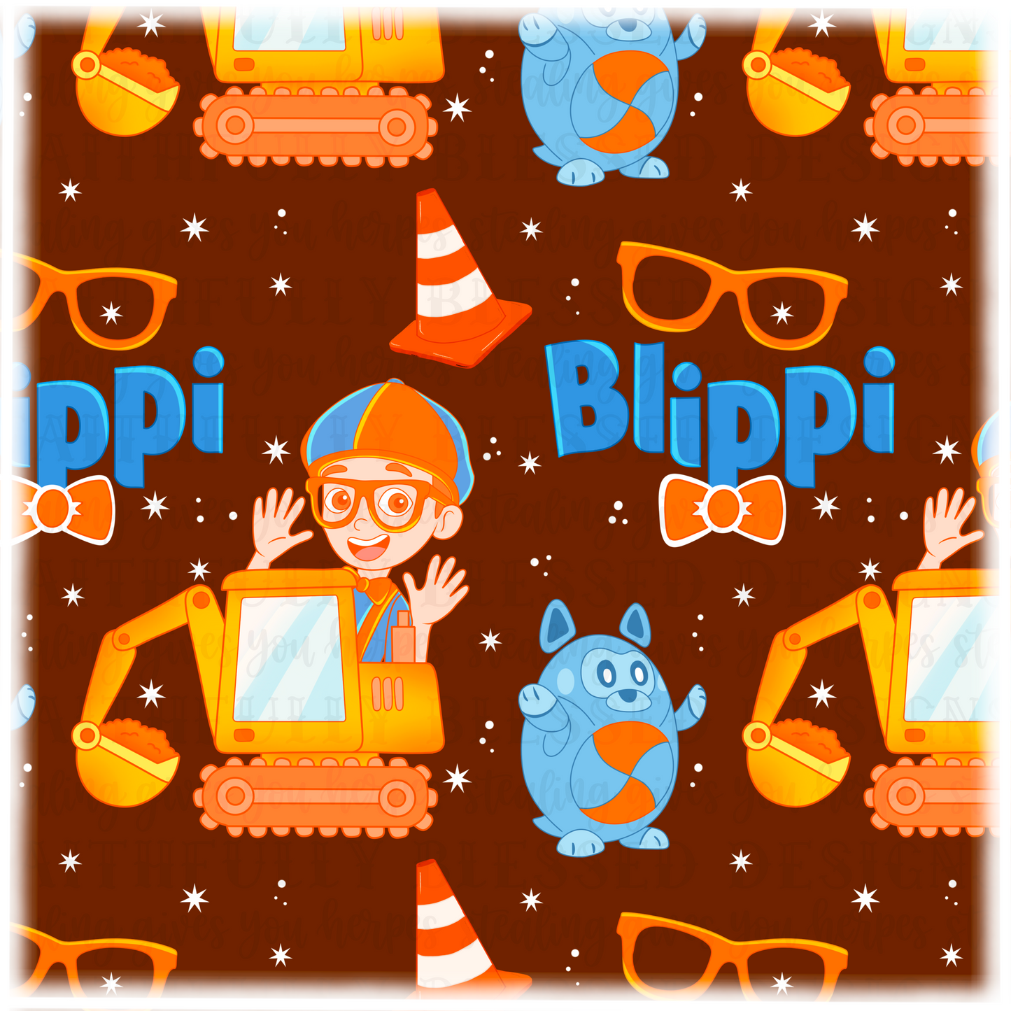 Blippi dark orange Colorway Seamless | digital download